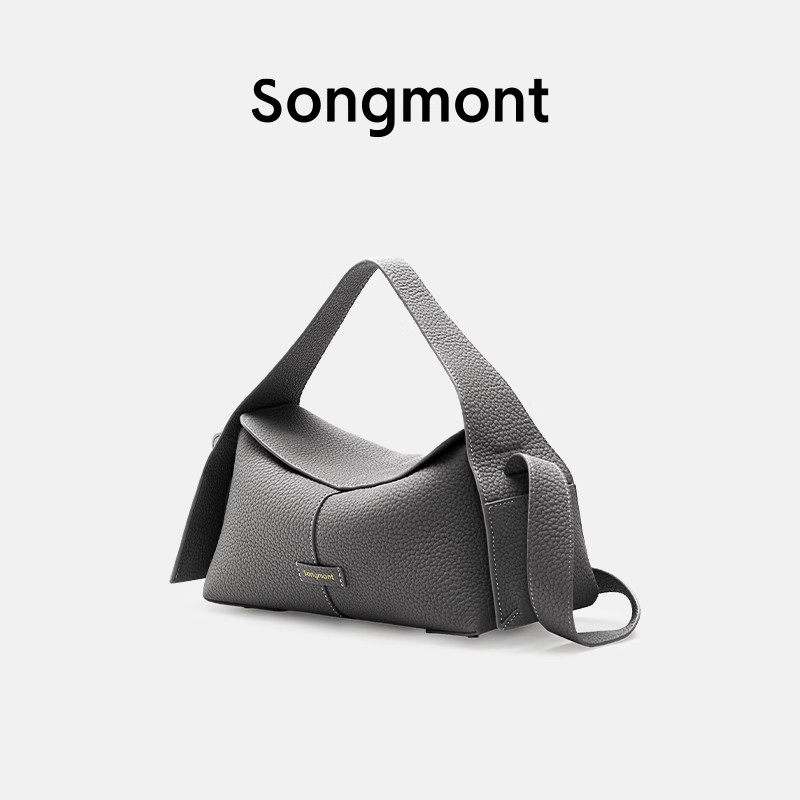 Songmont挂耳系列屋檐包小号设计师款头层牛皮通勤手提斜挎hobo包