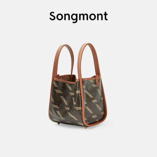 Songmont山下有松半日闲国风老花系列中号菜篮子大容量通勤手提包