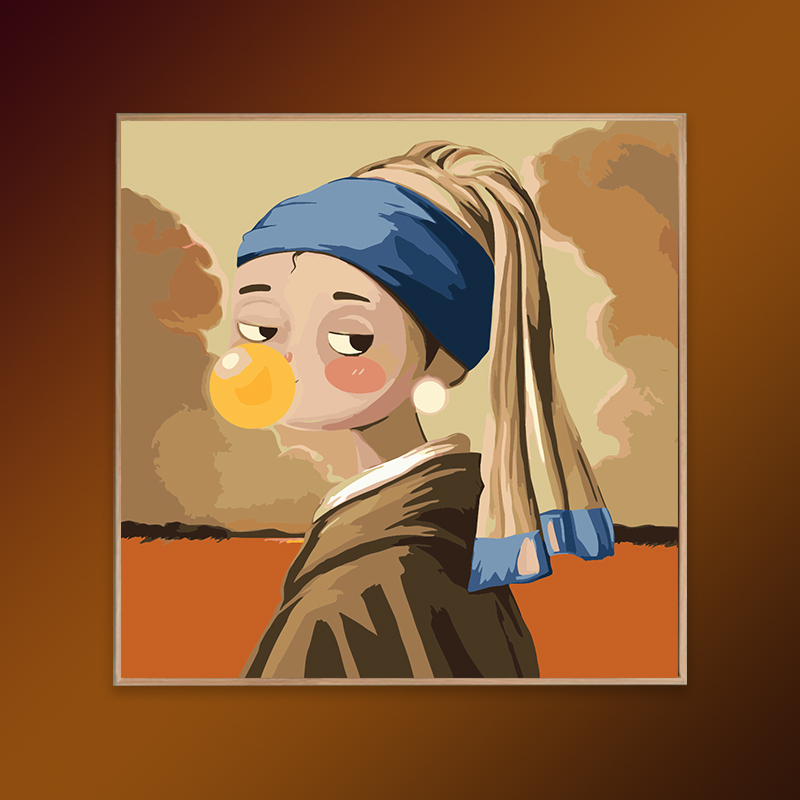 《泡泡姑娘》 数字油画diy填充涂填色手工绘画画油彩装饰上人物像