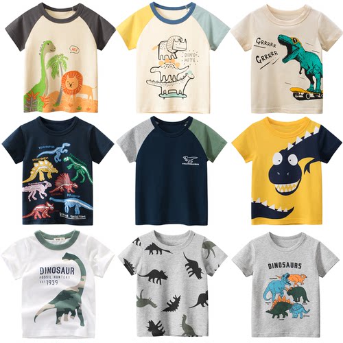 27KIDS品牌特价韩版纯棉短袖恐龙