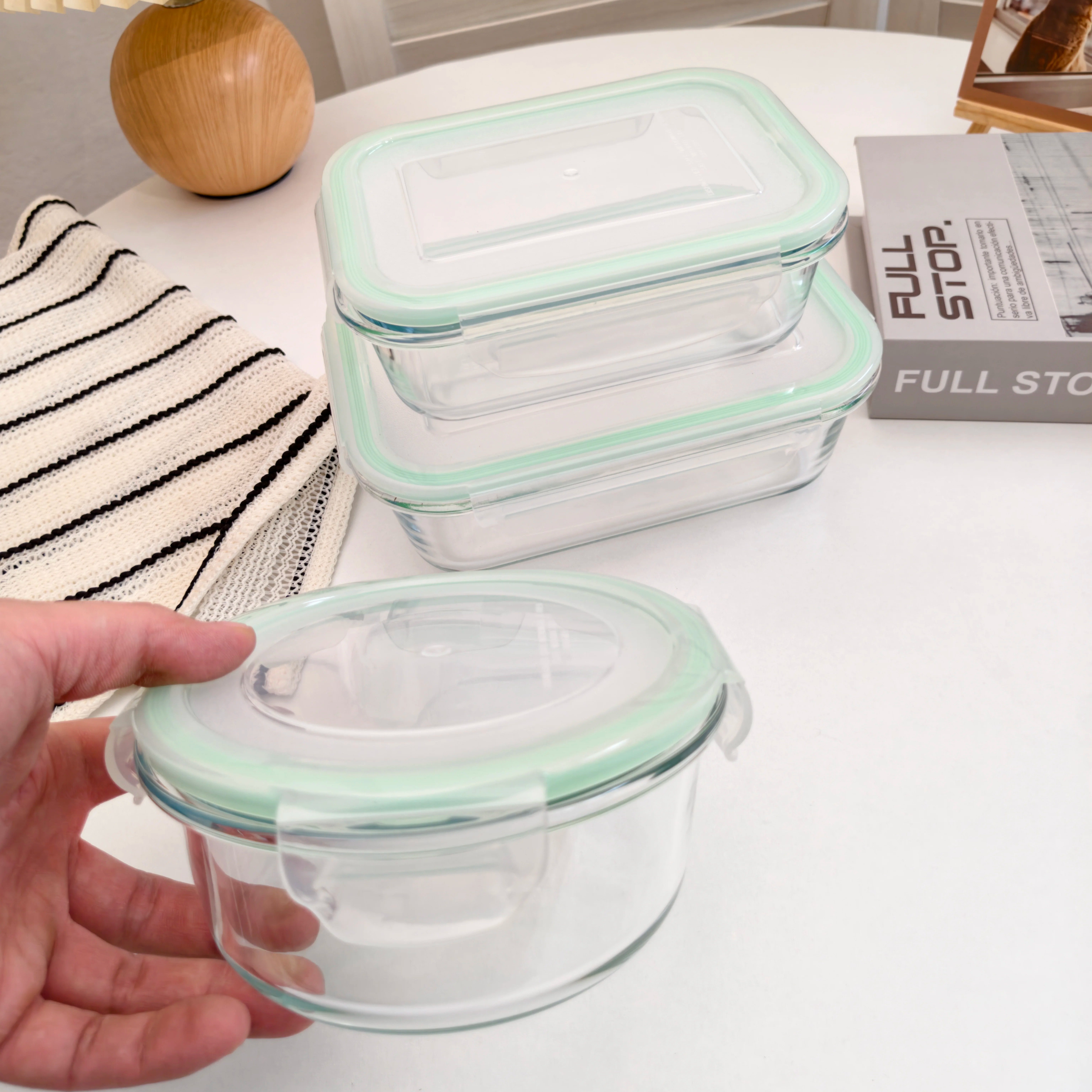 玻璃保鲜盒家用食品级密封盒带盖子便携式长方形圆形微波炉保鲜盒