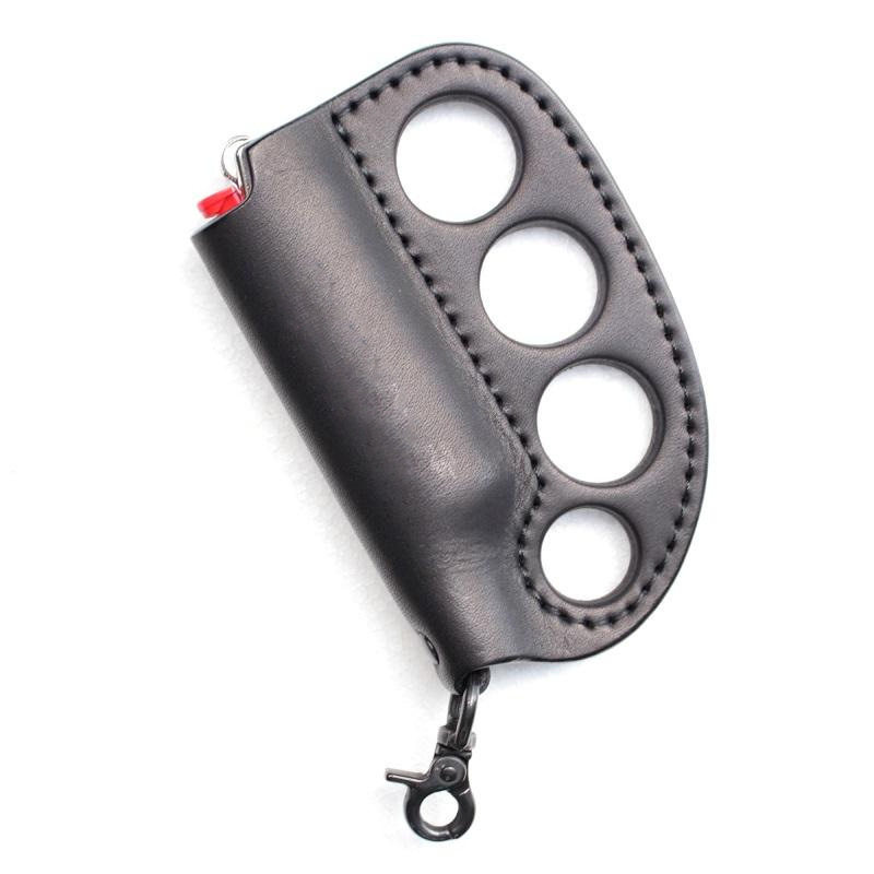 thumbnail for Outdoor camping self-defense finger tiger pu leather case keychain lighter protective case jewelry tool storage custom logo