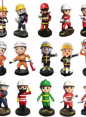 玻璃钢卡通消防员雕塑主题文化公园可拍照人物模型摆件可支持定制