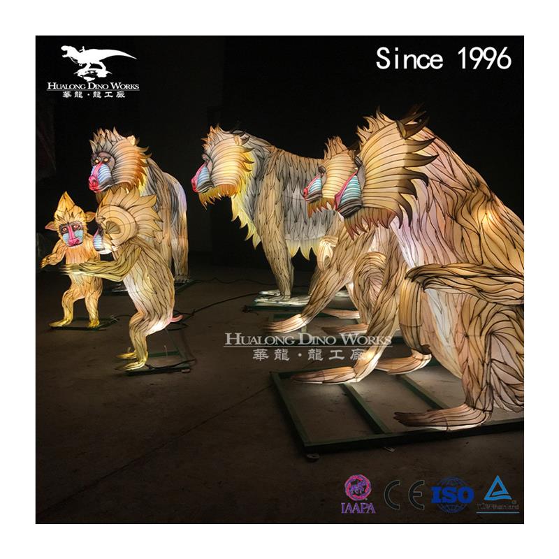 景区商场夜游彩灯模型仿真动物狒狒一家可来图定制生产