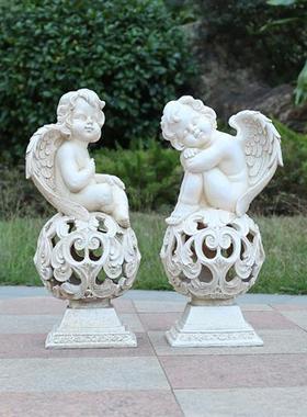 户外园林景观天使人物花缸摆件别墅门店造景装饰玻璃钢丘比特雕塑