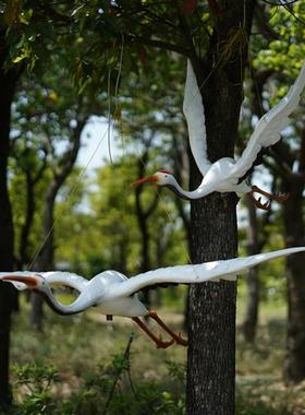 户外飞仙鹤摆件玻璃钢仿真动物雕塑模型园林庭院水池鸟类草坪装饰