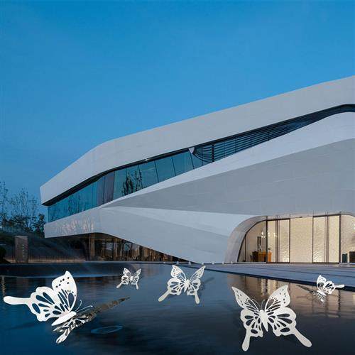 户外不锈钢仿真蝴蝶摆件庭院草坪金属昆虫动物雕塑园林景观小品