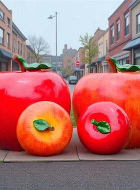 户外大型仿真大苹果雕塑水果蔬菜摆件南瓜草莓梨子模型玻璃钢装饰