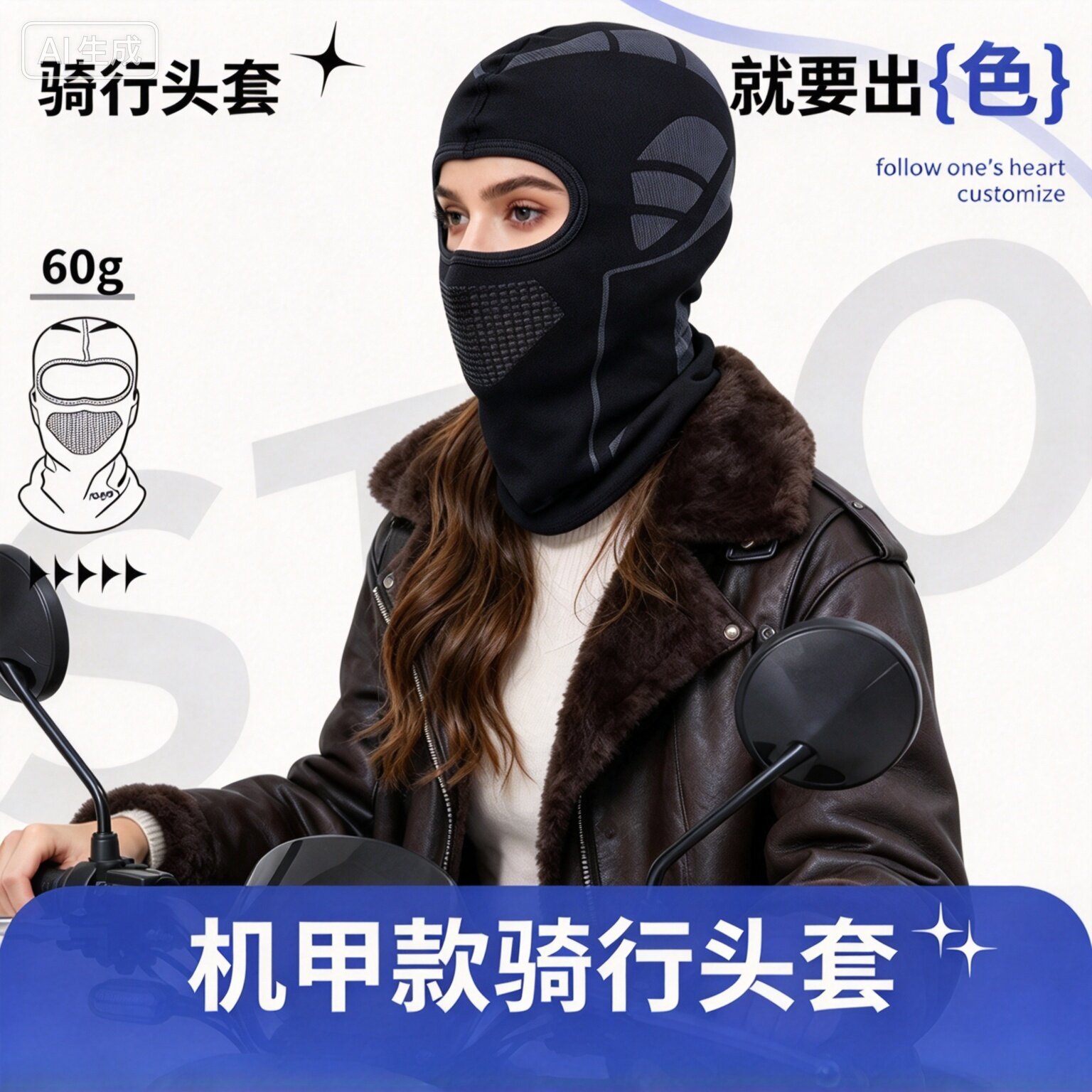 冬季骑行全脸防风保暖面罩