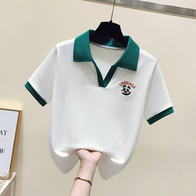小个子polo衫翻领短袖t恤女纯棉