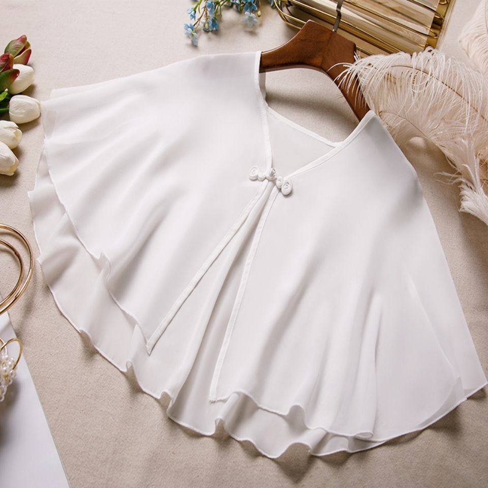 2023夏秋雪纺披肩配裙子旗袍开衫短外套防晒遮肉气质披风流行坎肩