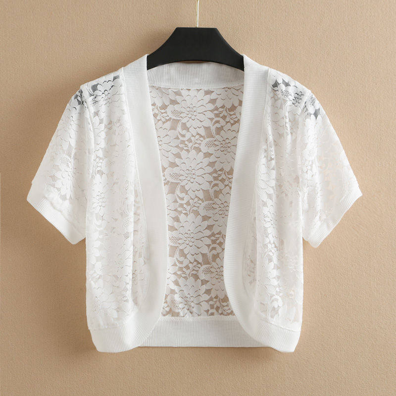 夏季蕾丝小披肩配裙子针织开衫外搭短外套女装薄镂空防晒衣短上衣