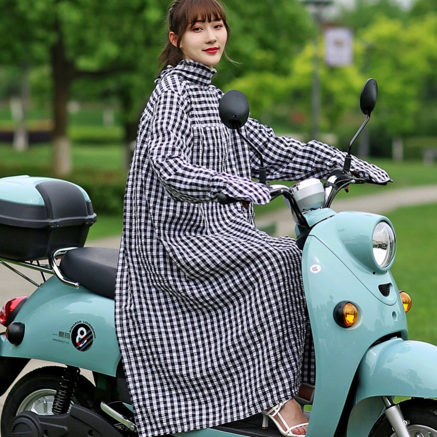 电动车防晒衣服女夏季全身长款纯棉薄骑电甁车摩托车防紫外线遮阳
