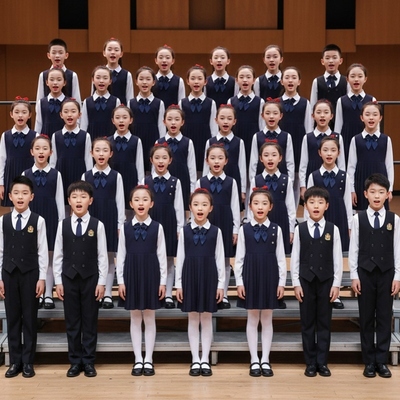 元旦儿童初中小学生蓝色爱国主题诗歌合唱朗诵演讲比赛演出服女童