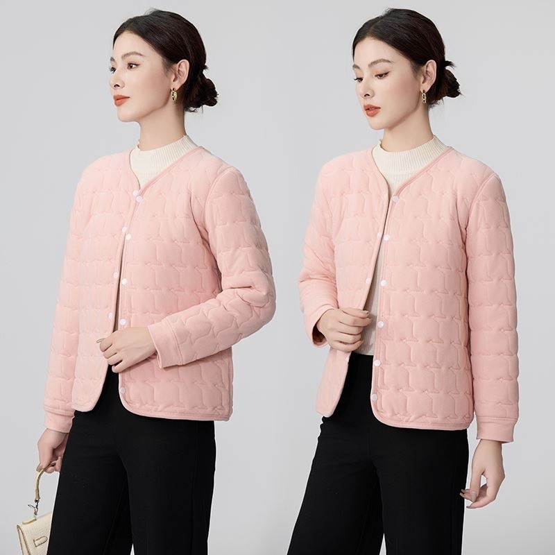 2025新款羽绒棉服内胆女加绒加厚保暖圆领小棉袄打底冬季内穿妈妈