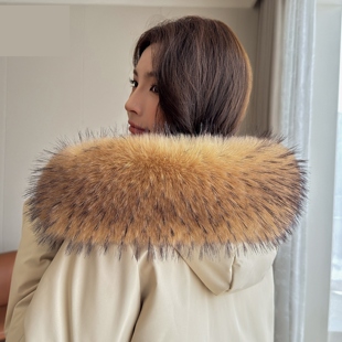 羽绒服帽子毛条超大仿貉子狐狸毛毛领子单买大衣假领单卖男女通用