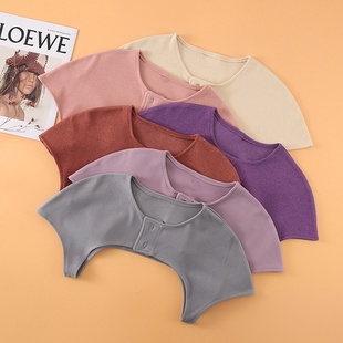 无领睡衣双层肩部保暖中大童护肩女式秋冬季马甲男式短外套围脖