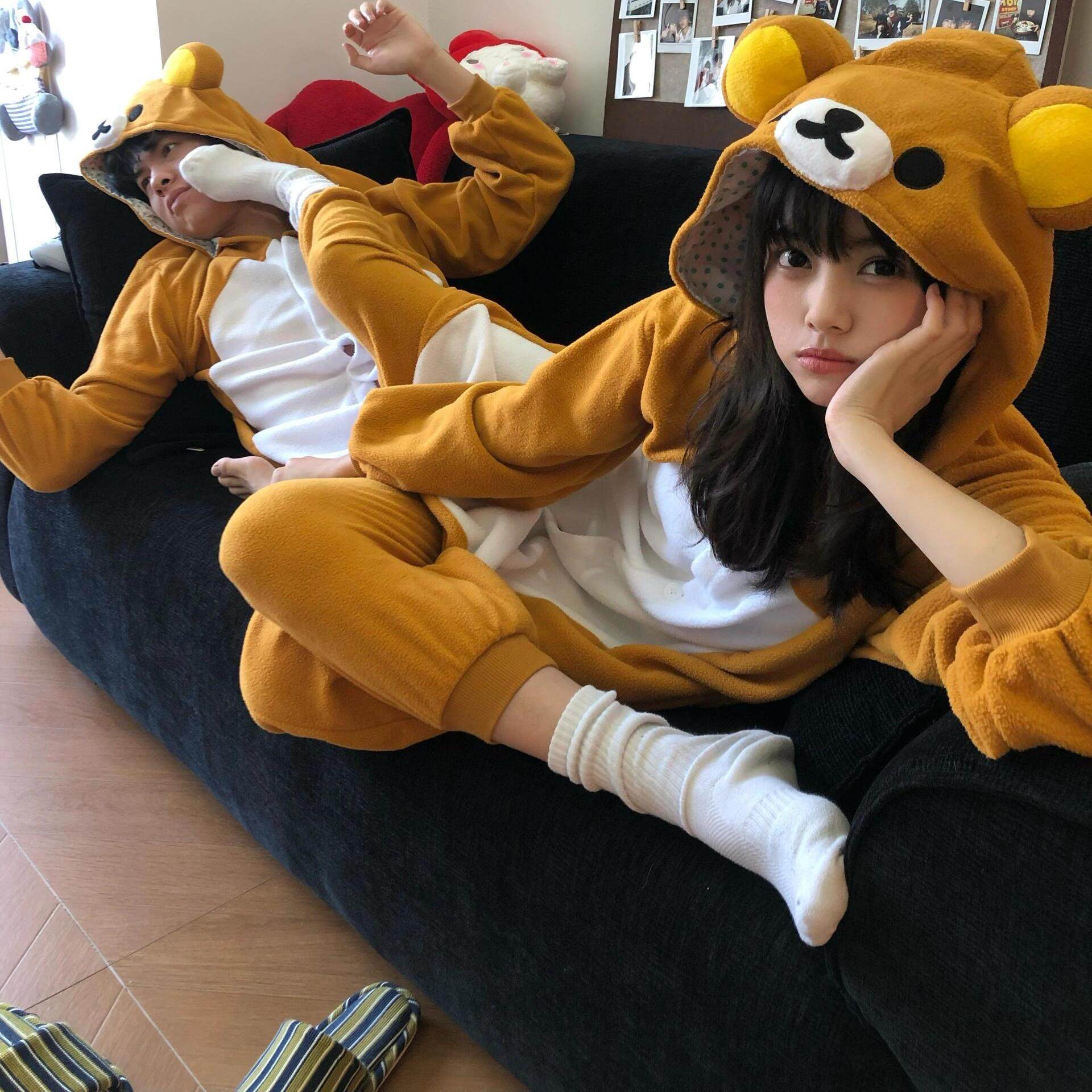 轻松熊睡衣连体冬加厚加