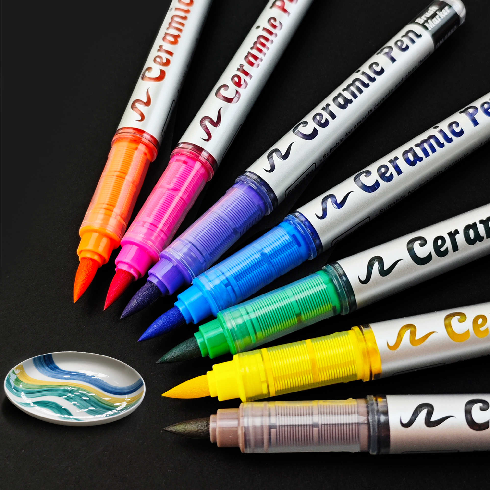 直液式陶瓷专用马克笔diy手绘笔花瓶补色笔马克杯制作防水陶艺颜料釉下彩绘12色学生儿童陶瓷绘画涂鸦水笔