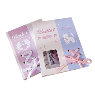 追星相册四宫格卡册高级感芭蕾丝带追星专辑小卡明信片收纳册3寸拍立得活页相册本高颜值ins风卡片照片收集册