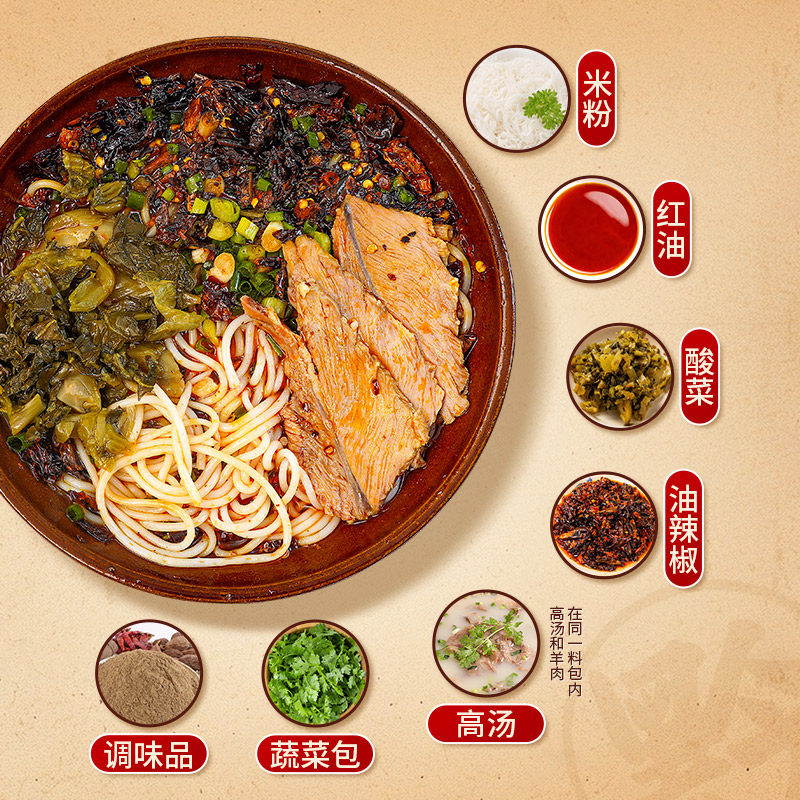 黔食锦水城羊肉粉618g*3袋原高汤方便面速食米线早餐食品贵州特产