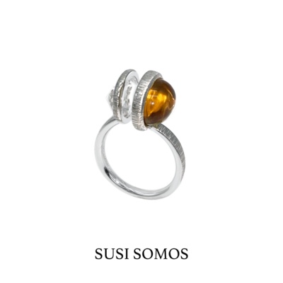 SUSISOMOS水晶开口复古开口戒女