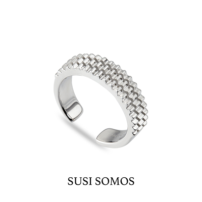 男女同款银镀金时髦简约戒指