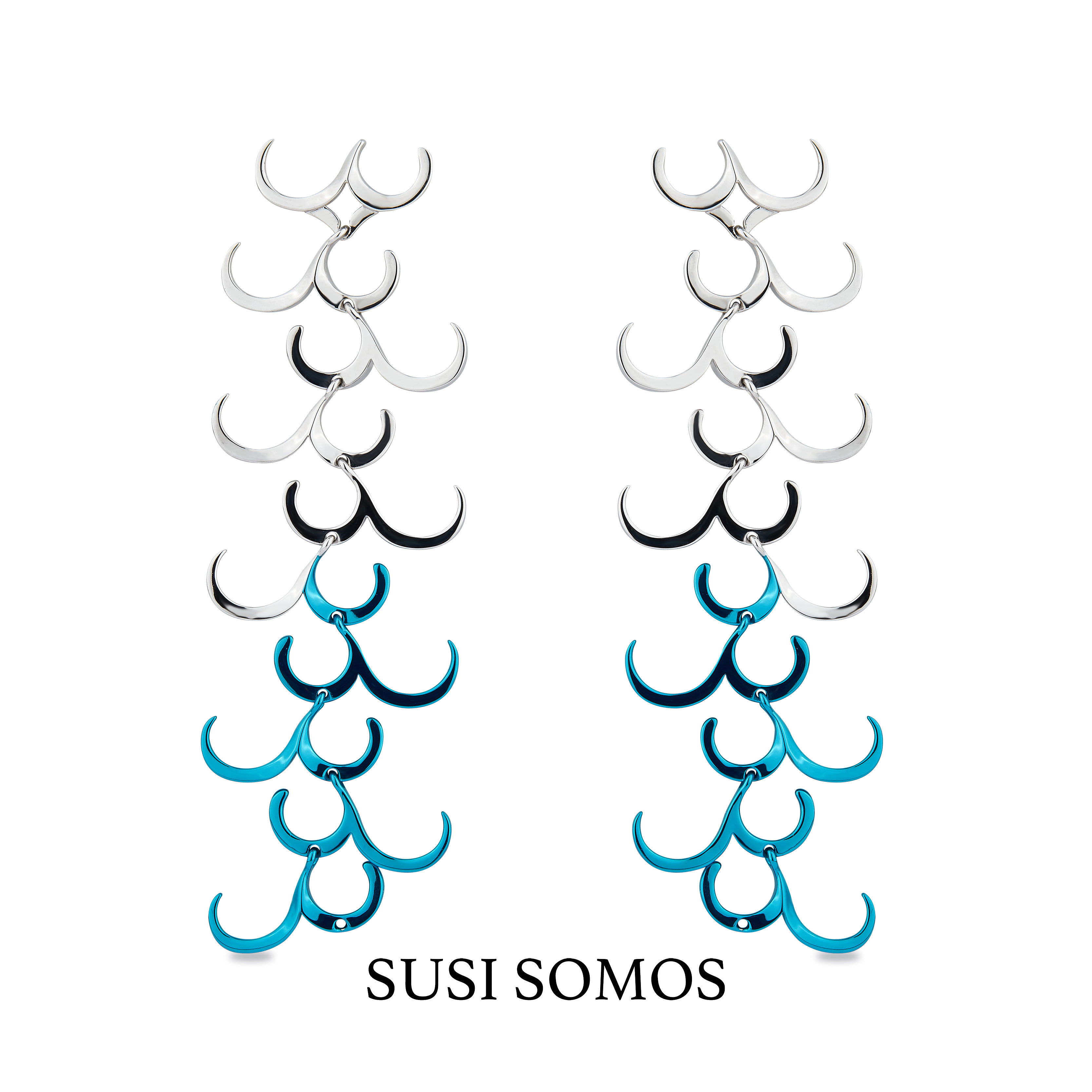 新品蓝影造型独特水母触角耳钉