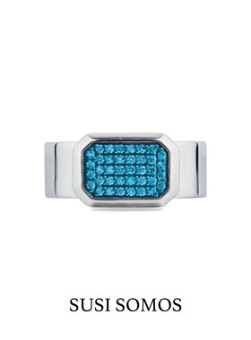 susisomos齐马蓝方钻戒开口戒