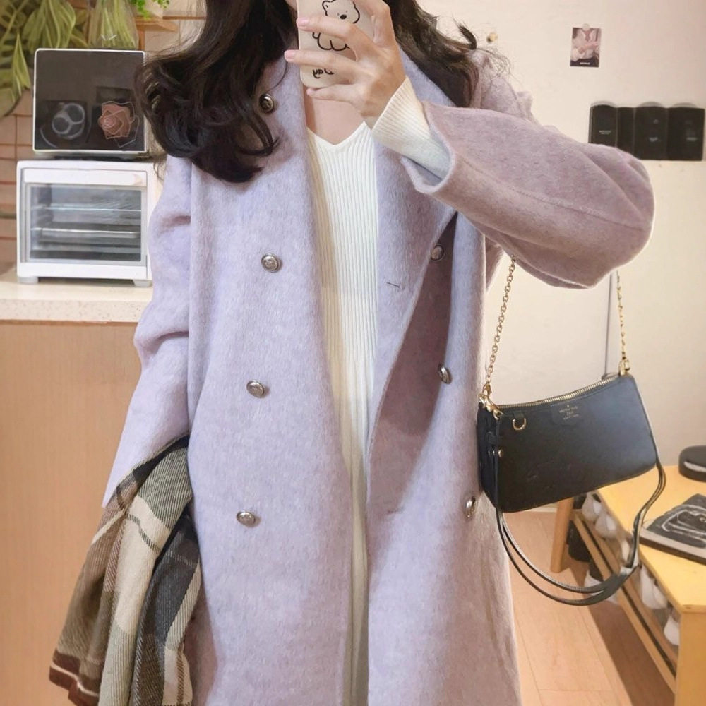 反季处理呢子大衣女2025秋冬新款感温柔紫韩系毛呢外套小个子,女装/女士精品,大码呢大衣,淘宝优惠券,粉丝福利购,淘宝优惠卷