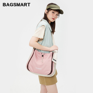bagsmart斜挎包女帆布包包大容量通勤女包单肩包小众夹心学生背包
