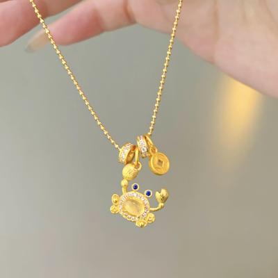 “钳程似锦”小螃蟹吊坠项链古法