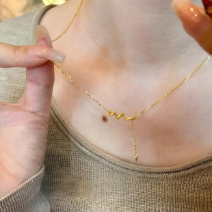 不掉色!本命年金色灵蛇缠绕四芒星吊坠项链复古高级感气质锁骨链