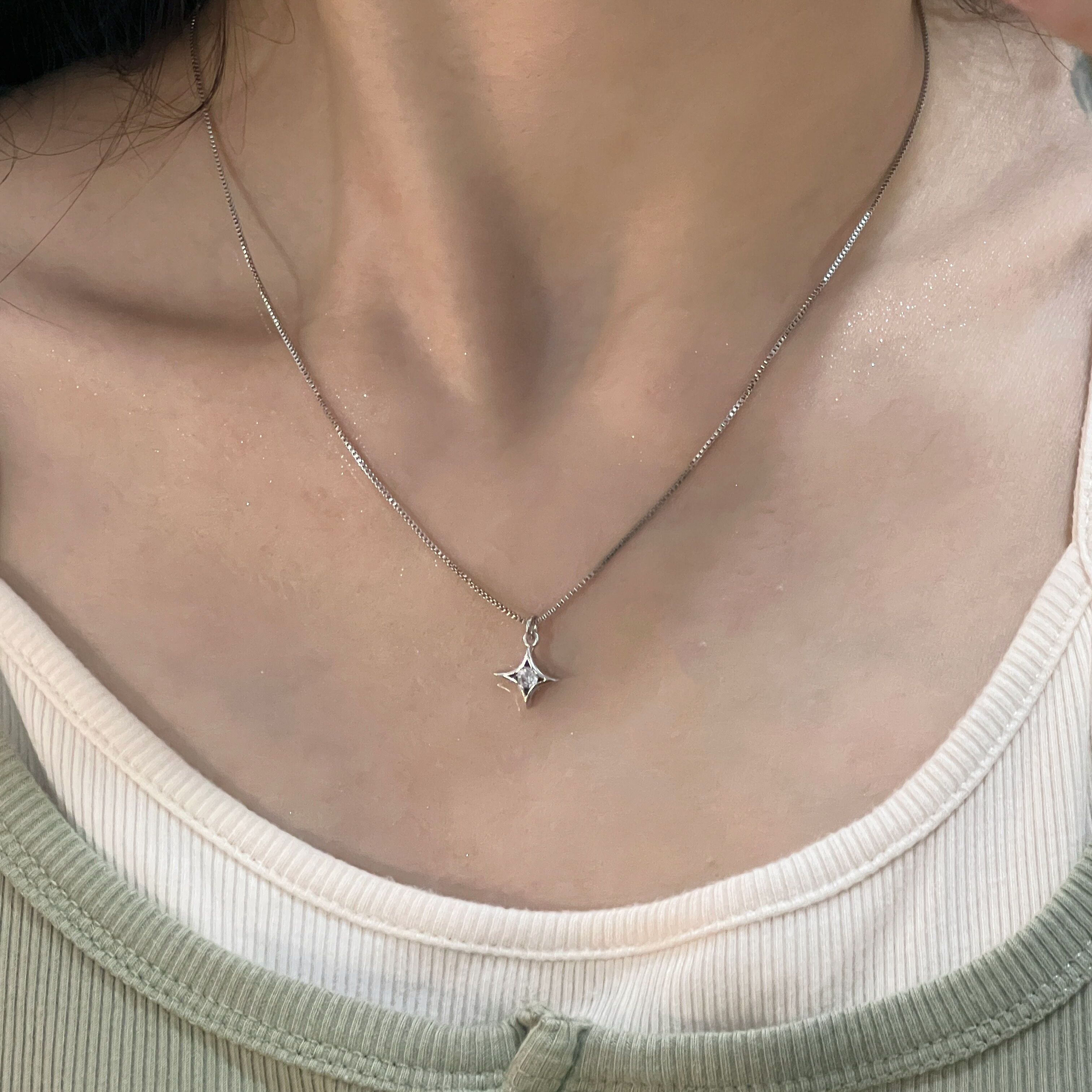 四芒星锆石项链2025新款爆款