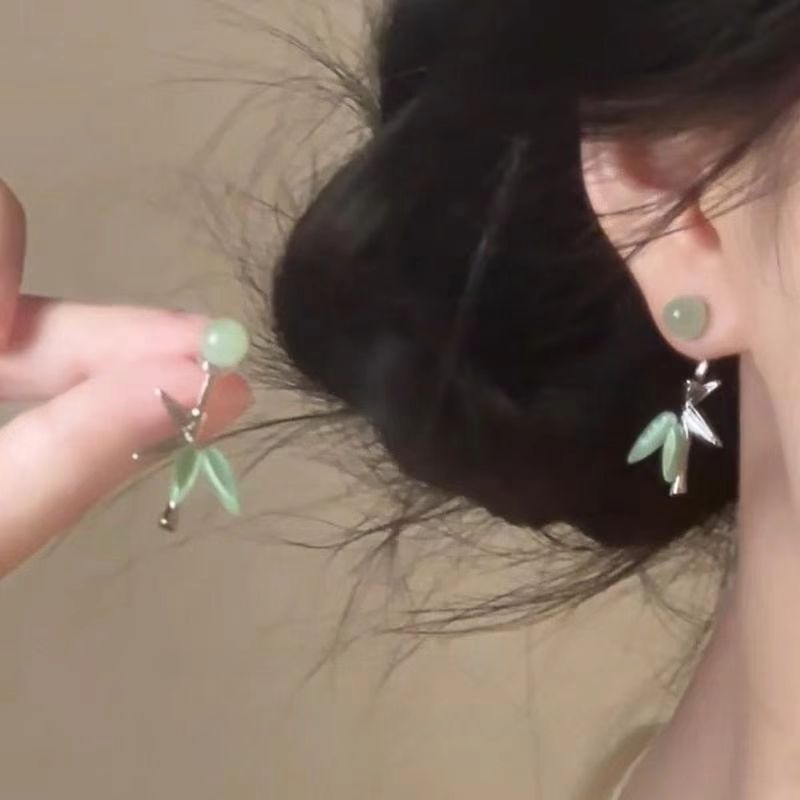 枝头摇曳！竹叶耳环！