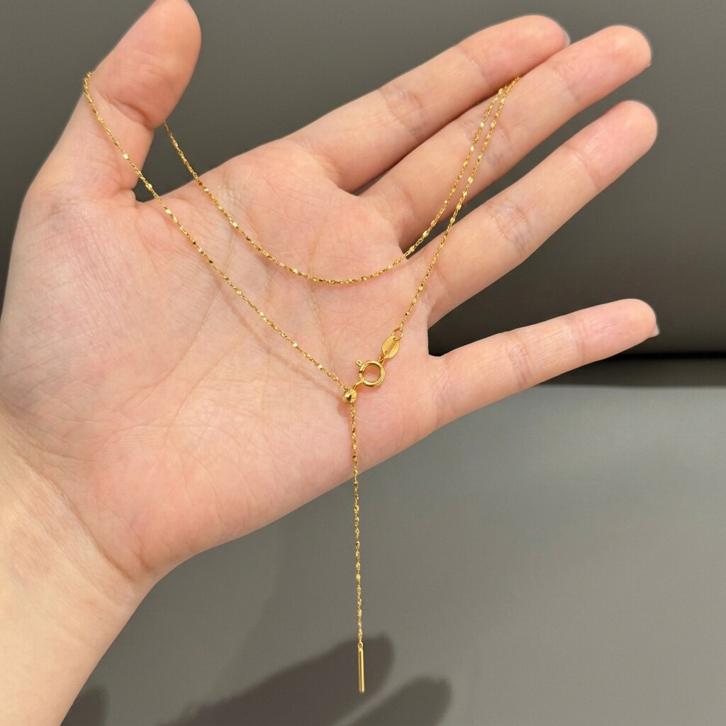 不掉色镀18k金色项链素链锁骨链