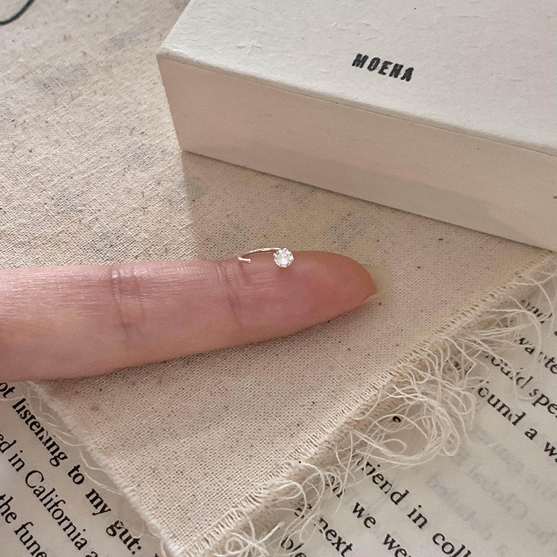 999纯银C形单钻耳圈简约迷你