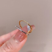 极细 8粒钻超闪半排钻戒指女轻奢高级感时尚 叠戴不掉色素圈指环