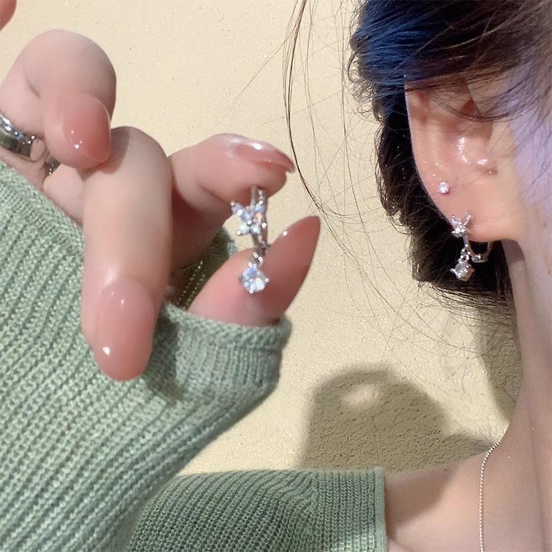 超闪微镶锆石蝴蝶耳环女轻奢小众
