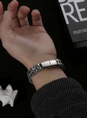 欧美极简冷淡风古巴手链钛钢手饰