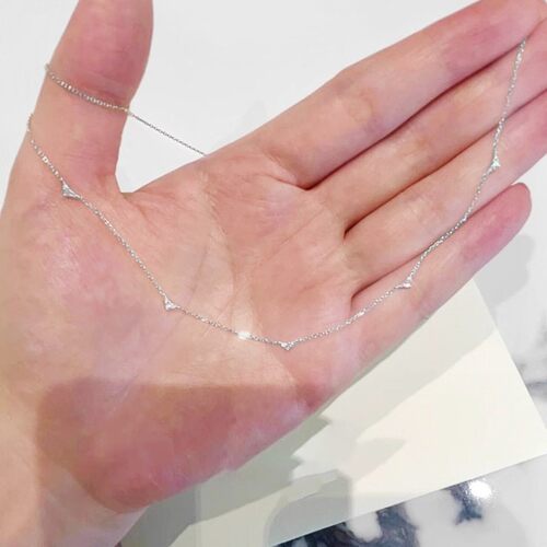 极细款mini爱心闪钻锁骨链女款