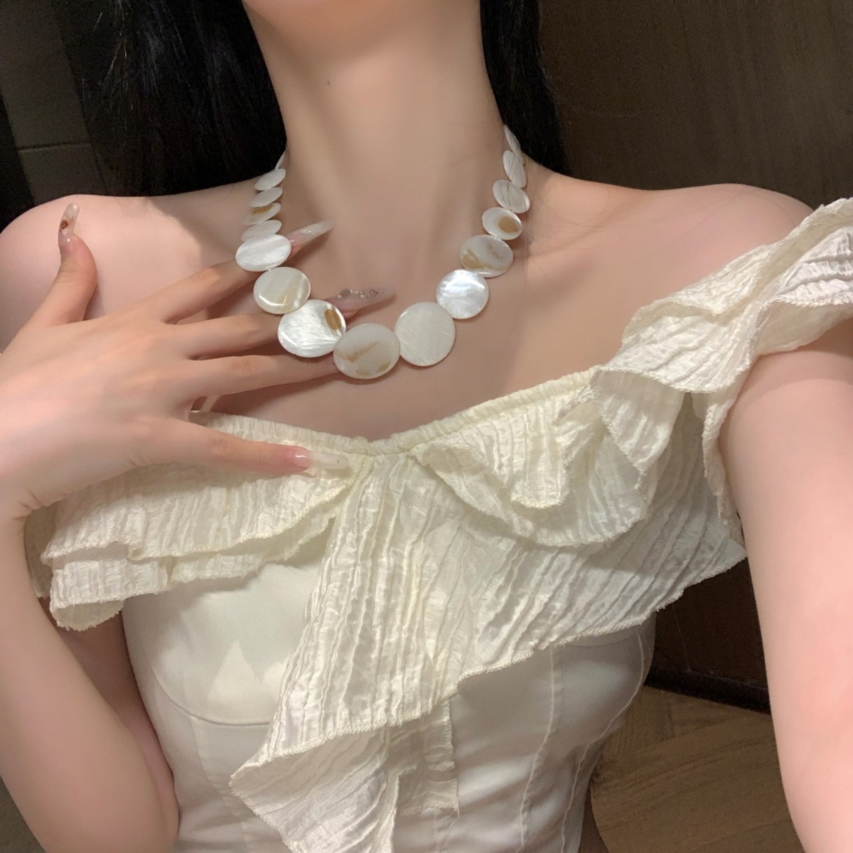 贝壳珍珠项链女款轻奢复古夸张
