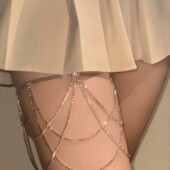 纯欲风多层闪钻流苏腿链女性感气质百搭高级感身体链腿环配饰品