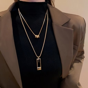 百搭毛衣链2025年新款秋冬长款双层装饰项链女小众设计感高级配饰