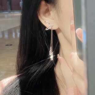 「甜梦」法式蝴蝶结925银流苏耳环精致高级感无耳洞蚊香盘耳夹女