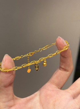 18k金双层招财葫芦手链女2025新