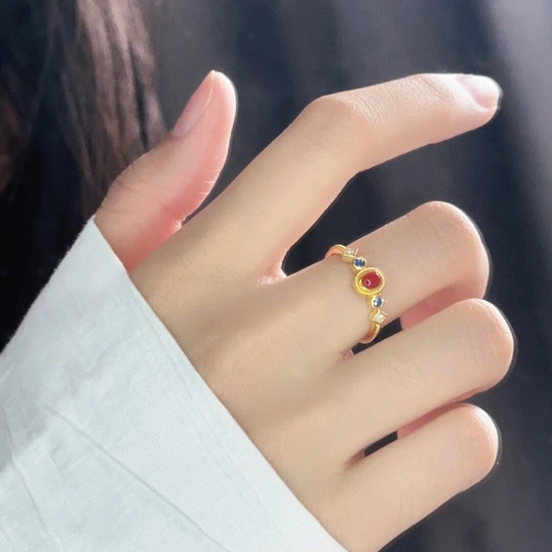 复古小宫雀戒指女国潮风轻奢调节