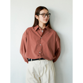 WHIMIN 宽松衬衣 男女同款 易打理尖领休闲长袖 衬衫