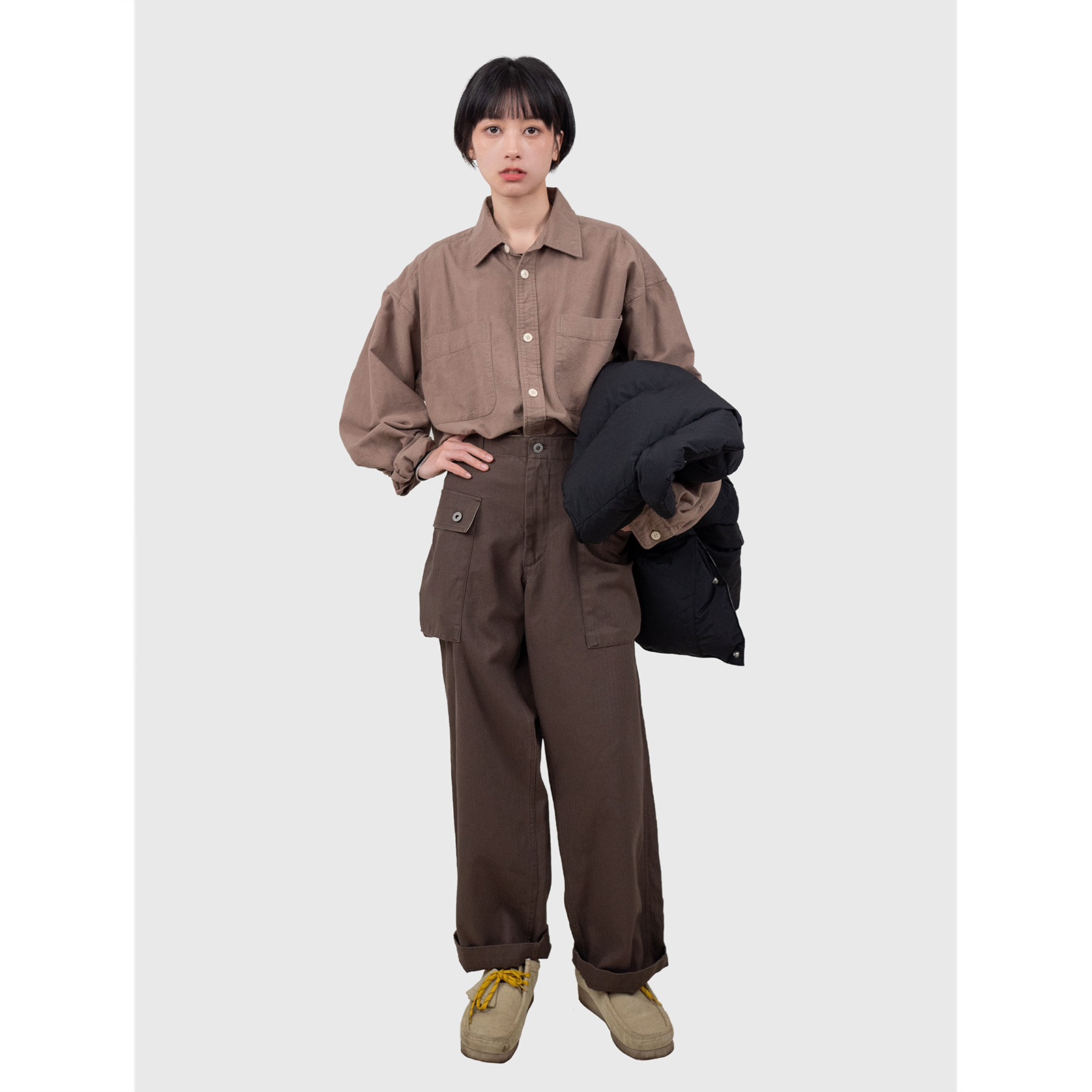 WHIMINM-44人字纹工装长裤