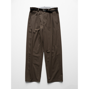 男女同款 长裤 「舒适控温」羊毛混纺双褶宽松直筒休闲裤 WHIMIN